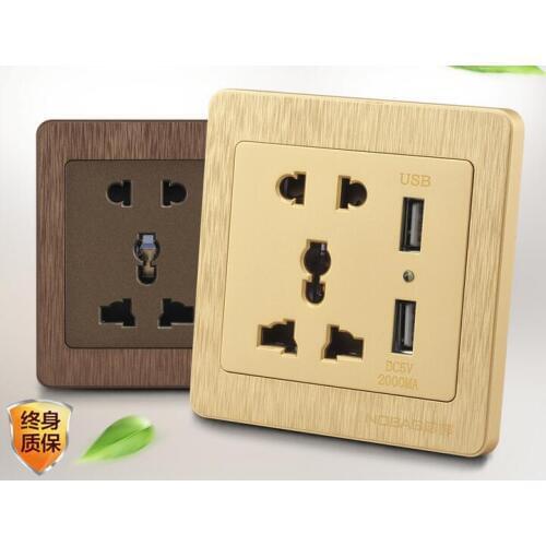 1pcs High quality 5-hole socket with dual USB two-three plug Multifunctional 5 five-hole USB switch socket panel