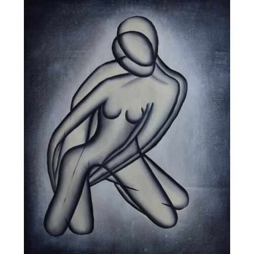 Hand Painted Modern Abstract Oil Painting on Canvas Nude Brown Couples Canvas Painting Wall Picture Painting for Bedroom Decor