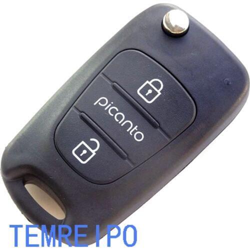 3 button Flip Folding car key case Shell fit for Kia Picanto Remote key Case Fob