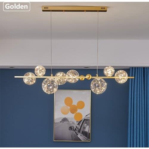 Modern Gold / Black Pendant Lighting Clear Glass Bubbles Chandelier LED Lamp Beads Star Light Fixture for Living room Bedroom