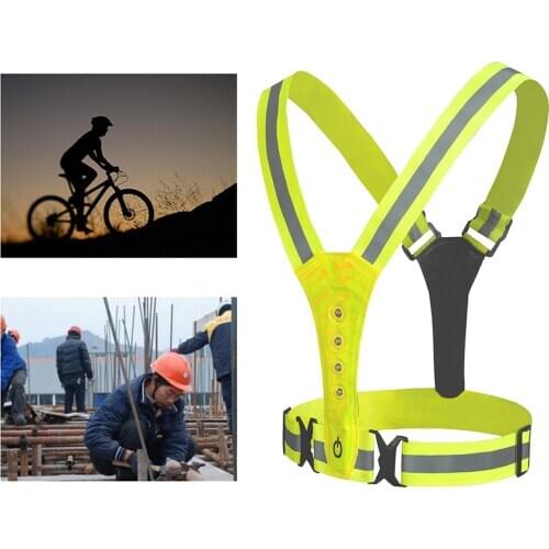 3 Modes LED Reflective Vest Glowing for Night Outdoor Running Walking Cycling Hiking Safety Vest Adjustable Elastic Strap