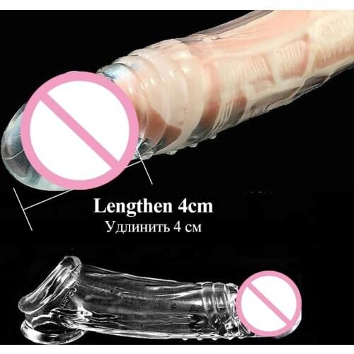 Penis Extension Sleeve 4cm Soft Reuse Condom Extender Enlargement Sex Toys For Men Delay Ejaculation Intimate Goods for Couple