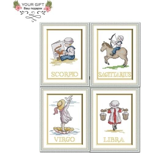 Your Gift C861C862C863C864 Counted and Stamped Home Decor Virgo Libra Scorpio Sagittarius Needlework Cross Stitch kits