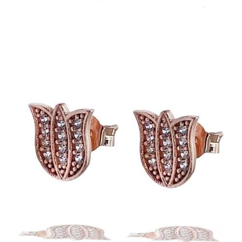 925 sterling Tulip Motif Women Silver Earrings