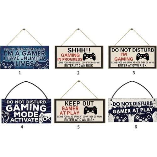 1PCS Wooden Door Hanging Sign Ornament Funny Keep Out Gamer At Play Decoration for Home Wooden Pendants