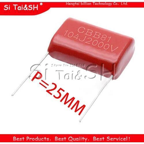 10PCS 0.1uF 2000V 2KV CBB 104 100NF Polypropylene film capacitor pitch 25mm CBB81