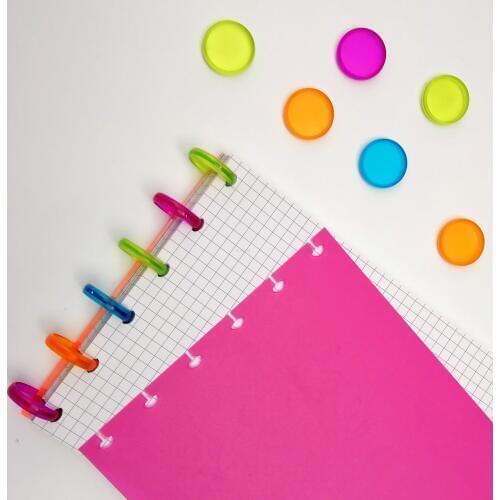 100Pcs Colorful Plastic Disc Binding Ring Loose Leaf T Mushroom Hole Arc Binding Book Rings DIY Notebook Binder Office Supply