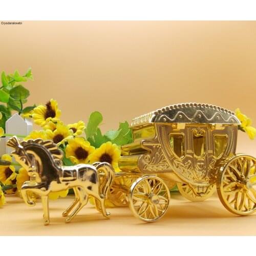 12 PCS/lot Cinderella Royal Carriage Box Gold Wedding Candy Box Gift Box Small Plastic Box For Event Party Supplies Decoration