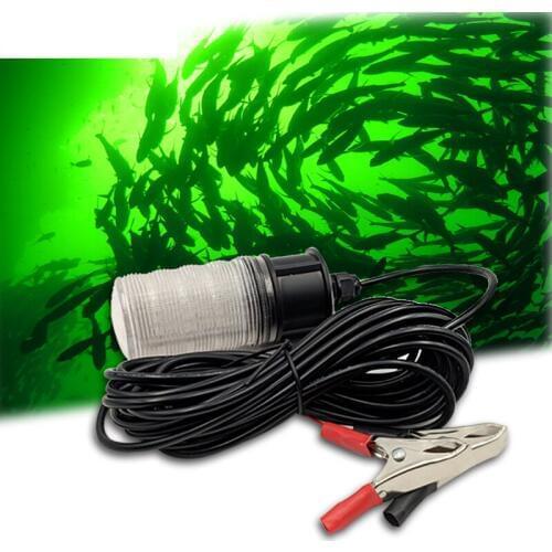 12V LED Submersible Fishing Light IP68 Underwater Fish attract Finder Lamp luz pesca with battery clip 10W 5m Power cord