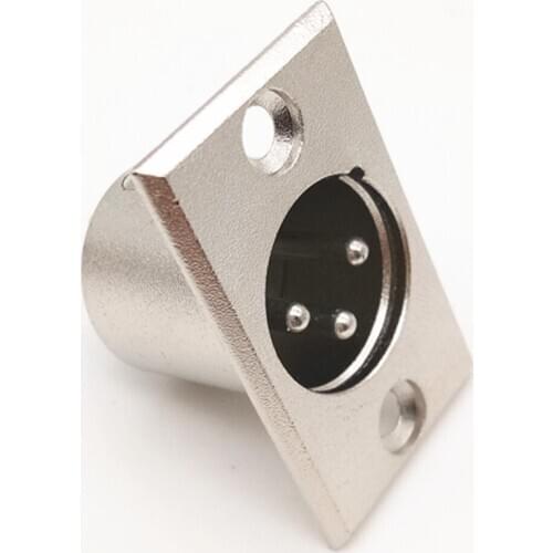 2Pcs high quality 3Pin XLR Metal Housing Connector hole panel mount chassis socket, Male / Female jack plug Square Shape Metal