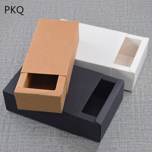 20pcs large paper gift box big kraft cardboard box small size black paper box for T shirt jewelry kraft paper soap packaging box
