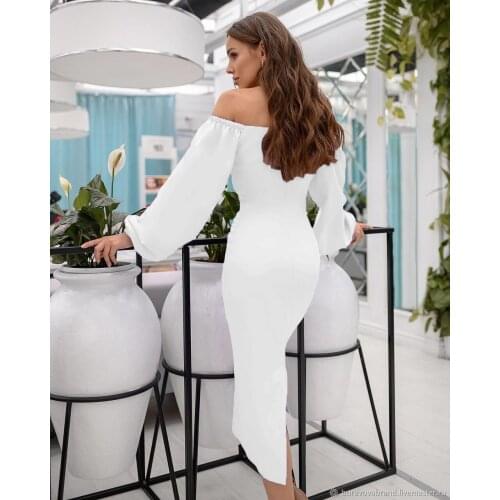 2021 Factory Price New Style Ladies Fashion Hot-selling Autumn One-Shoulder Wrap Dress Solid Color Slim Fit Dress