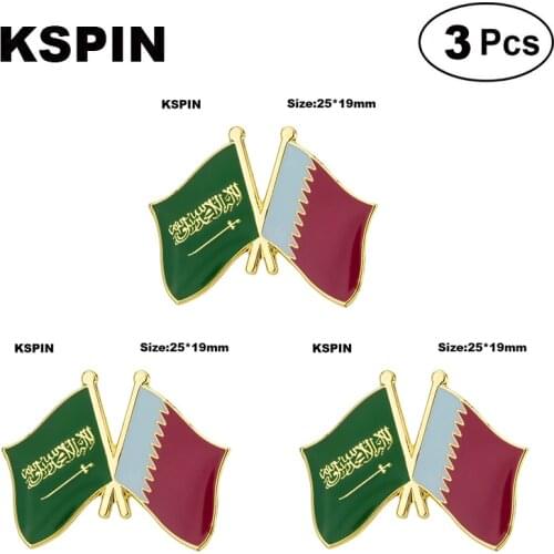 Saudi Arabia & Qatar Friendship Flag Lapel Pin Flag badge Brooch Pins Badges 3Pcs a Lot