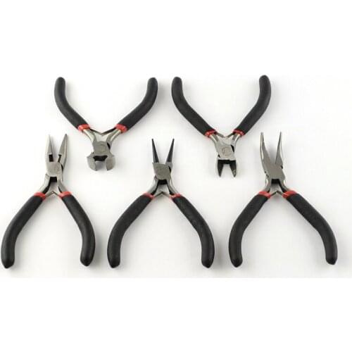 45# Steel Wire-Cutter Round Nose Side Cutting Bent Nose Plier & End Cutting Plier DIY Jewellery Tools 20x33.5x5.5cm 5pcs/set