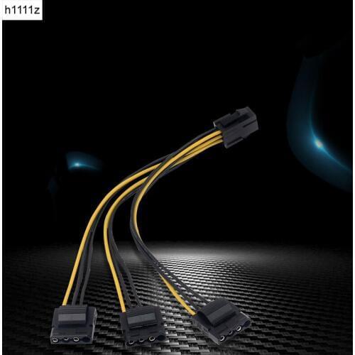 6 inch 3 x Molex 4 pin to 6-Pin PCI Express Video Card Pci-e ATX PSU Power Converter Cable Molex to Pcie 6 pin to 4 pin Adapter