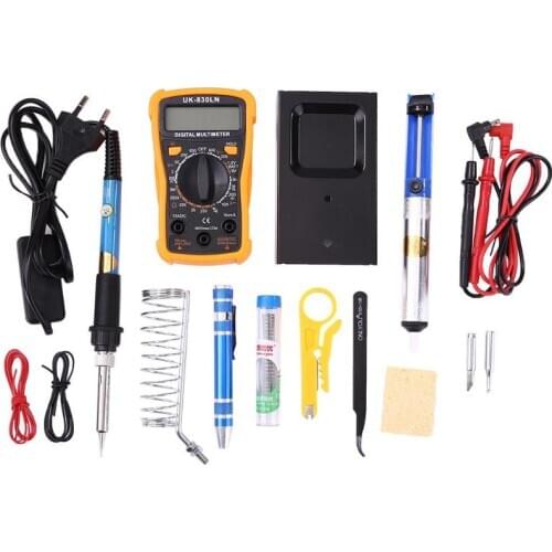60W Soldering Iron A Multimeter Practical and Durable with Switch Soldering Heads Multimeter Stripping Pliers Set 265X145X50mm