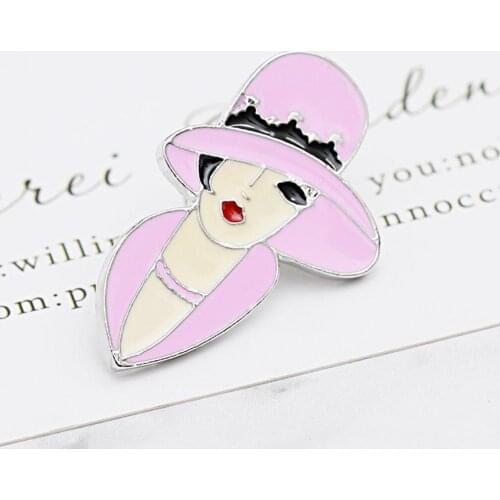80% HOT SALES!! Fashion Women Modern Female Head Enamel Badge Collar Brooch Pin Clothes Decor