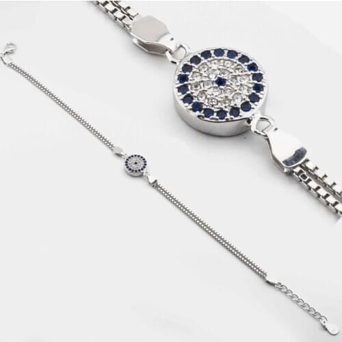 925 Sterling Silver Bracelet with Zircon Stone and Evil Eye Design