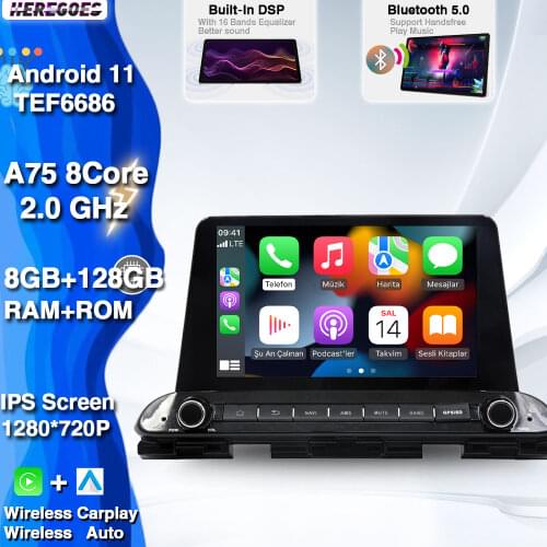 Carplay PX6 9" Android 10.0 Car DVD Player 4G LTE Navigation GPS 1280*720 Wifi Stereo RDS Radio For KIA CERATO FORTE 2018 2019