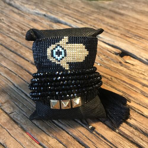 Rttooas Fatima Hamsa Hand Evil Eye Bracelet for Women Handmade Woven Beads Bracelet Set Fashion Jewelry