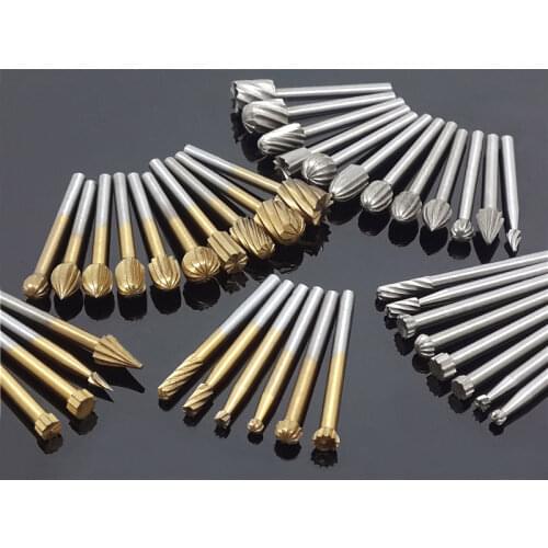 20pcs Set HSS Dremel Routing Titanium Milling Wood Rotary Knife File Cutters Woodworking Carving Carved Cutter Tools Accessories
