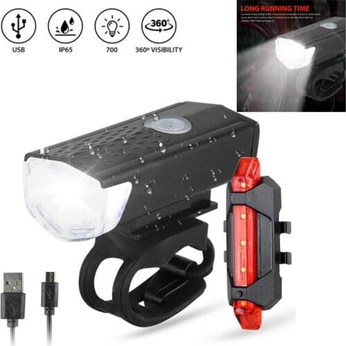 USB Rechargeable Bike Light MTB Bicycle Front Back Rear Taillight Waterproof Bicycle Lamp Flashligh Drop Shipping