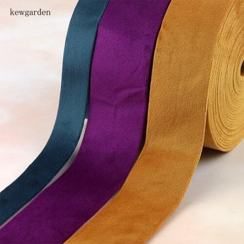 Kewgarden 50mm 5cm 1cm 25mm 1" 2" Velvet Layering Cloth Ribbons DIY Bowknot Ribbon Thick Riband Handmade Satin Tape 5 Meters