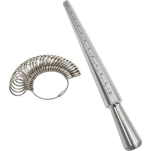 Ring Mandrel Sizer Metal Jewelry Measure Size 1-13 with Rings Finger Gauge Set of 27 Pcs Circle Models Jewelers Sizers Tools
