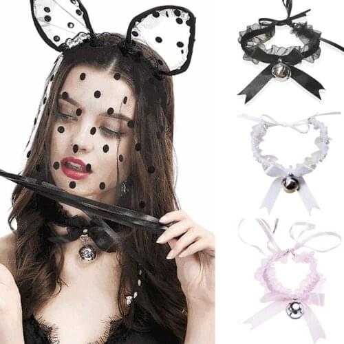 Lace Bow Knot Bell Choker Necklace Womens Cute Collar Gothic Simple Sexy Lovely Pendant Girls Party Fashion Jewelry Gift