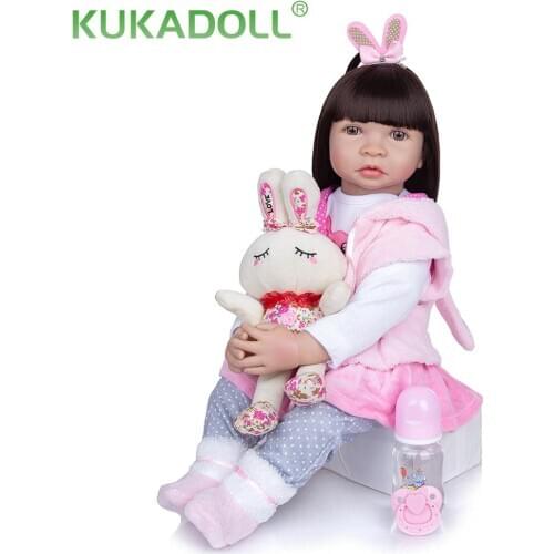 KUKADOLL 60 CM Reborn Babies Doll Toddler Cloth Body Princess Baby Doll Collection Toys Reborn Menina For Child Birthday Present