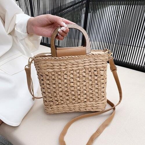 Summer Beach Bag Women Weave Handmade Straw Bag Bohemian Lady Shoulder Bag Kintted Handbag Vacation Crossbody Bag Girls Pouch