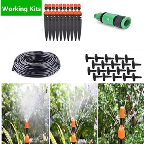 25m DIY Micro Drip Irrigation System Misting Sprinkler & Dripper Plant Self Watering GardenWater Irrigation Watering Kits BB01