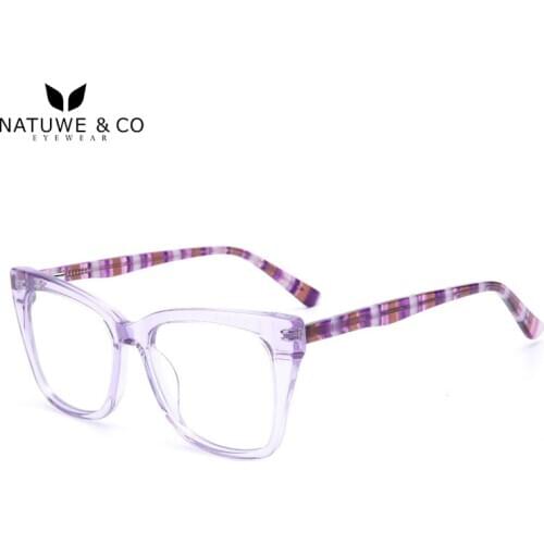 Fashionable Pure Bright Acetate Optical Frames With Various Color Temples Women