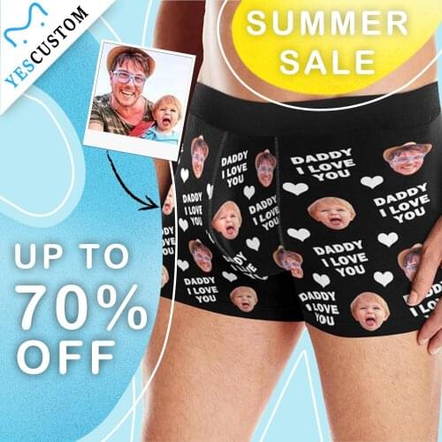 M Yescustom Custom Face Photo Men All-Over Boxer Print Briefs Funny Gift Love Daddy Underwear Logo Face For Him Fathers Day Dad