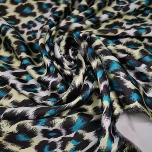 Charmeuse Leopard Print Fabric Soft Bridal Dress Material Crepe Satin Tissue