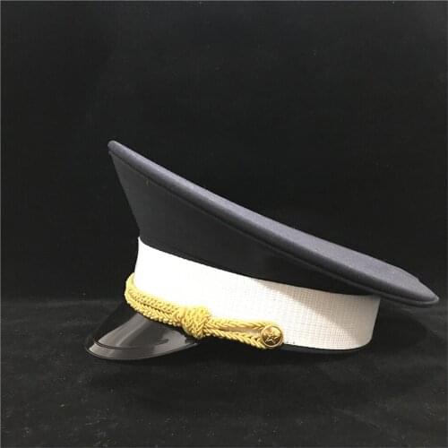 New Men Police Hat Black Cotton Military Hat Captain Hat Guard Adult Hat 3 Size