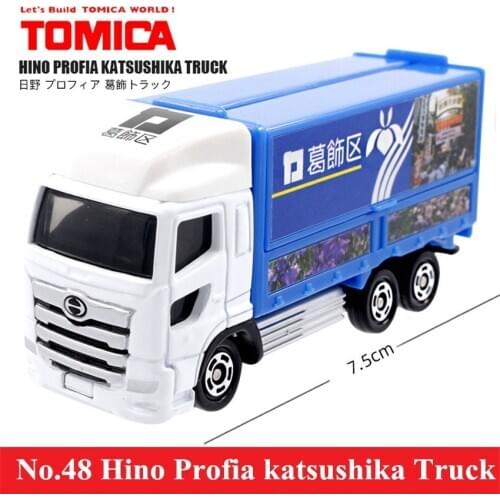 Original Tomy Mini No.48 Hino Profia Katsushika Truck Alloy Metal Diecast Miniature Model Kit Birthday Gift Toys for Kids 798507