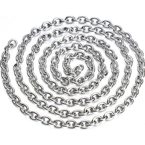 2M 3x4mm(width) Stainless Steel Necklace With Chain Making DIY Hangmade Bracelet Necklace