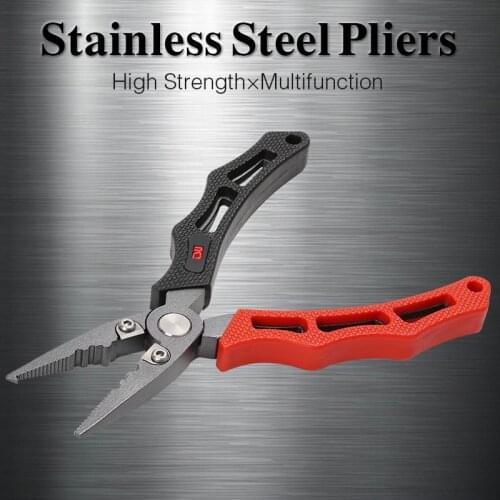 TSURINOYA Fishing Pliers Carbon Steel Hooks Remover Split-ring Tool Tungsten Steel Blade Outdoor Fishing Tools PE Scissors Line