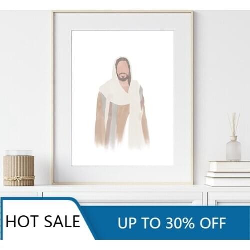 Jesus Portrait Christ Christian Gift Jesus Wall Art Canvas Painting Posters Prints Minimalist Mormon Wall Decor Home Decoration
