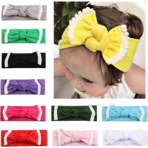 Baby Tie Knot Headband Knitted Cotton Children Girls elastic hair bands Turban bows for girl Headbands tooth edge bandeau bebe