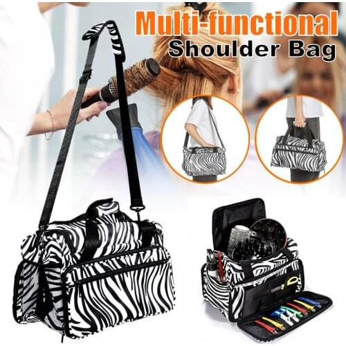 Professional Scissor Hairdressing Zebra Carrying Bag Large Capacity Hair Styling Tool Storage Organizer Handbag Shoulder Bag