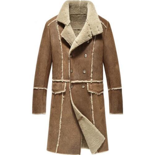 Luxury wool long coat man winter shearling jacket fashion noble custom shearling jacket