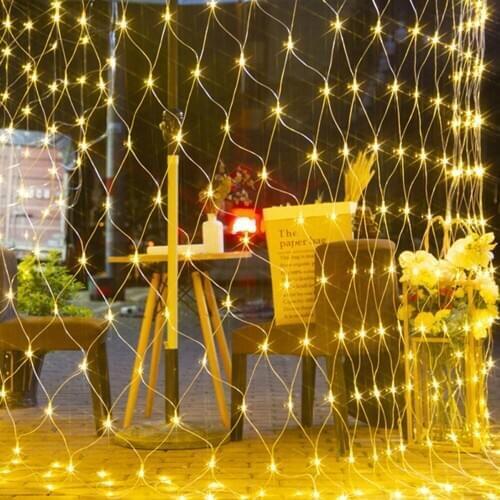 1.5x1.5M 3x2M LED Net Mesh Fairy String Light Garland Window Curtain Christmas Fairy Light Wedding Party Holiday Light