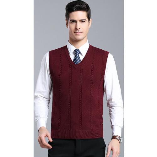 V Neck Sweater Men Autumn Winter Clothes Mens Pullover Sweater Vest Sleeveless Knit Striped Sweater Male Pullover