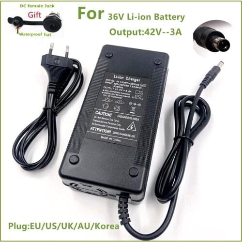 36V 3A Battery Charger Output 42V 3A Charger Input 100-240 VAC Lithium Li-ion Li-poly Charger For 10Series 36V Electric Bike