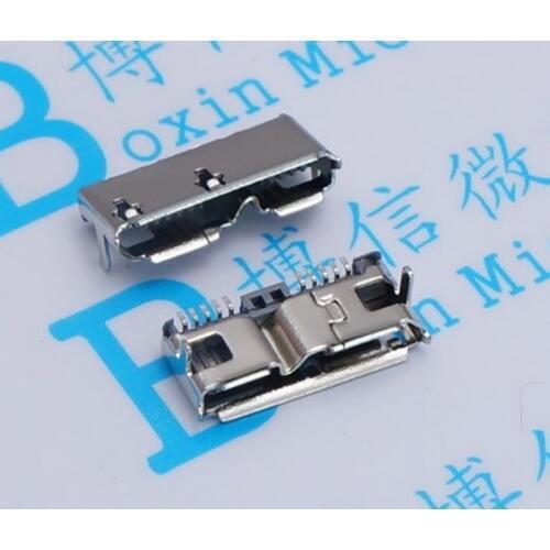 10pcs Micro USB 3.0 B Type DIP Female Socket DIP2 10pin USB Connector for Samsung Mobile Hard Disk Drives Data Interface