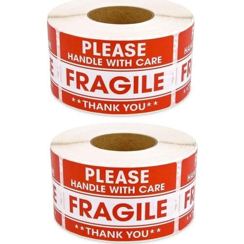 1000 Pcs Fragile Sticker with Care Label Self Adhesive Red Warning Label Sticker for Shipping Packaging (2X3inch)
