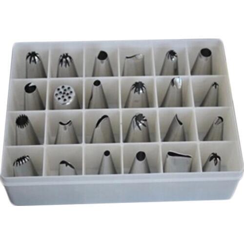 24PCS Stainless Steel Cake Decorating DIY Tool Decorating Mouth Converter Nozzles Cupcake Cream Pastry Baking Tool