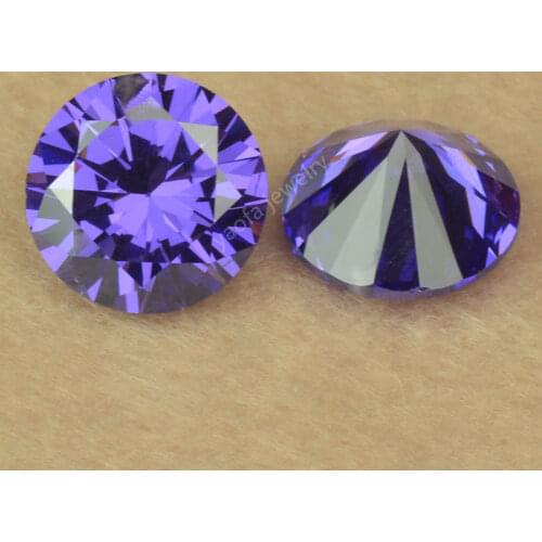 3~20mm AAAAA Violet Blue Cubic Zirconia Stone Round Shape Cut Synthetic Purple Color Loose CZ Gems Zircon Beads For Jewelry DIY